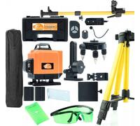 Rosfix Orange Tiger 12 line ROT12L laser spirit level in kit case + 43-120cm tripod for laser level + laser safety glasses + Green target + 350cm pole