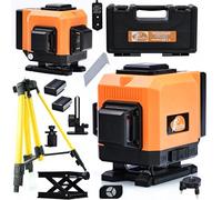Rosfix Orange Tiger ROT12L - Laser en croix à 12 lignes avec trépied de 43 à 120 cm et support mural - Laser vert à 360° - IP54 - Auto-nivellement ± 3° - Laser de construction pour intérieur et