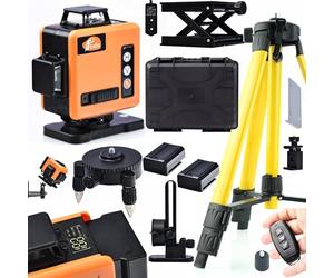 Rosfix Orange Tiger ROT16L-L Niveau à bulle laser 16 lignes avec écran | Plage de mesure 360 °, 532 nm, IP54 | Avec étui, trépied 43-120 cm et support mural | Outil de construction professionnel