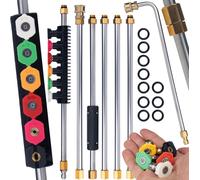 Rosfix Profi Kit de 7 lances haute pression - 6 rallonges + lance coudée à 90° | 5 buses de pulvérisation | Raccord rapide 1/4" | 250 bar