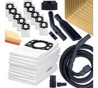 Rosfix Set : 10 sacs + filtre + 4m de tuyau pour aspirateurs Kärcher WD4 WD5 WD6 MV4 MV5 MV6 | Pièces détachées
