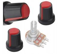 Rosfix Set Boutons de Potentiomètre 2x - Plastique Résistant, 15x17mm, Axe 6mm | Design Ergonomique | Pour Amplificateurs, Mixeurs, Projets DIY | Accessoire Électronique