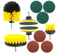 Rosfix Set Brosse de Nettoyage 12 Pièces - Pour Perceuse 1/4" | Poils Durs et Moyens | Pour Salle de Bain, Cuisine, Voiture | Accessoire de Nettoyage Polyvalent