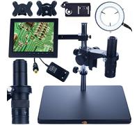 Rosfix Set Earth Pro MCEP-0.5X Microscope numérique avec écran de 8", support de 200 mm et éclairage LED 56 x, zoom 7-45x, monture C, pour électronique, laboratoire, industrie