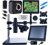 Rosfix Set Earth Pro MCEP-0.5X-PZRR Microscope numérique avec écran 8", caméra et support | Zoom 7-45x, monture C, vision 3D | Pour électronique, laboratoire, industrie | Microscopie stéréo