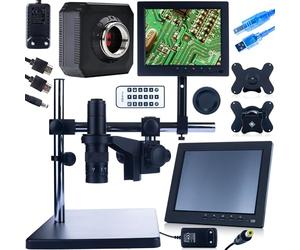 Rosfix Set Earth Pro MCEP-0.5X-PZRR Microscope numérique avec écran 8", caméra et support | Zoom 7-45x, monture C, vision 3D | Pour électronique, laboratoire, industrie | Microscopie stéréo