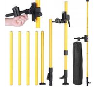 Rosfix Set Trépied Télescopique 420cm - Aluminium Modulable, Filetages 1/4" & 5/8", Libelle Intégrée | Pour Niveau Laser | Réglage 360° | Accessoire de Mesure Professionnel