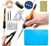 Rosfix Soldering Set OP60W PE5 - Fer à souder de précision avec potentiomètre 16in1 | 60W, pannes, base, étain, ruban à souder, rondelle, pince à épiler