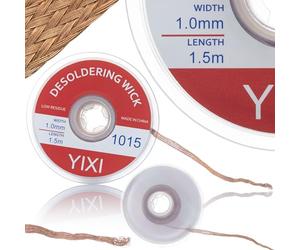 Rosfix Tresse à Dessouder 1mm x 1,5m - Cuivre avec Résine | Haute Absorption de Soudure | Pour Réparation Électronique Précise | Accessoire de Dessoudage