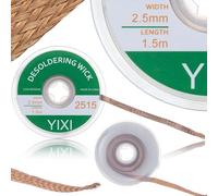 Rosfix Tresse à Dessouder 2,5mm x 1,5m - Cuivre avec Flux de Résine | Tissage Dense pour Retrait de Soudure | Pour Réparation Électronique | Accessoire de Soudage