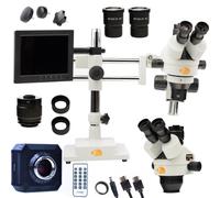 Ensemble de microscopes stéréo trinoculaires - 45° | 7-45x | pour électronique