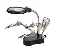 Rosfix Troisième Main avec Loupe TE-801 - Grossissement 3,5x/12x, LED x2 | Base 10x6cm, Hauteur 26cm | Support Fer à Souder | Pour Soudure, Électronique | Accessoire Atelier