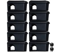 Roshield 10 x boîtes d'appât Anti-Souris Noires inviolables - maintient Le Poison Anti-Souris à l'abri des Enfants et des Animaux domestiques (vides - ne contiennent Pas d'appât pour rongeurs)