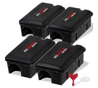 Roshield - Lot de 4 Stations/boîtes d’appât inviolables pour Rats et Souris - compatibles pièges et appâts rodenticides (appât Non Inclus) - intérieur/extérieur