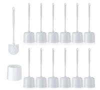 Roshtia Lot de 12 brosses de Toilette et Support pour Cuvette de Toilette avec Caddy - Brosse de Nettoyage pour Salle de Bain - Nettoyage en Profondeur - Blanc - Hauteur : 37 cm