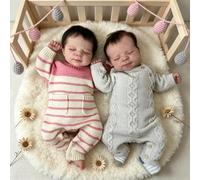 ROSHUAN Bébé Reborn Jumelles Silicone Corps Complet Vinyle 45 cm Poupées Reborn Réalistes Jumelles Garçon et Fille, Poupées Bébé Nouveau-né Jumeaux Yeux Fermés pour Enfants
