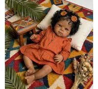ROSHUAN Black Reborn Baby Dolls Poupée en silicone pour fille anatomiquement correcte 45,7 cm Poupée bébé afro-américaine Poupée Reborn noire pour filles, poupée bébé réaliste avec accessoires