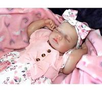 ROSHUAN Look Real Life Poupée nouveau-né endormie 50,8 cm Full Silicone Reborn Poupées bébé filles Bow Bandeau en vinyle souple Poupées bébé poupée bébé Reborn réaliste comme des jouets cadeaux