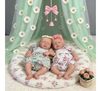 ROSHUAN Poupée Bébé Reborn Silicone Corps Entier Vinyle Jumelles Filles - Poupées Réalistes 50 cm Qui Ressemblent à De Vrais Bébés Nouveau-nés Poupée Jumeaux avec Accessoires Jouets