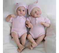 ROSHUAN Poupée Reborn en silicone réaliste de 45,7 cm pour bébé jumeaux fille qui ressemble à de la vraie vie réaliste en vinyle poupée nouveau-né jouet cadeau de Noël d'anniversaire pour enfants à