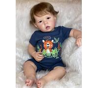 ROSHUAN Poupée Reborn Réaliste 20 Pouces 50 cm Anatomiquement Correct Bébé Garçon Poupée Douce en Silicone Qui Ressemble À La Vie Réelle Bébé Yeux Ouverts Cadeau d'enfant