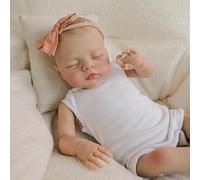 ROSHUAN Poupée Reborn réaliste de 45,7 cm en tissu doux qui ressemble à une vraie poupée nouveau-né endormie, poupée Reborn faite à la main, jouet cadeau pour enfants à partir de 3 ans