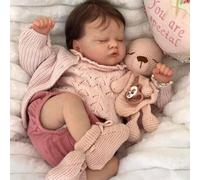 ROSHUAN Poupée Reborn réaliste de 48,3 cm en tissu doux et lesté qui semble réaliste pour nouveau-né endormi, jouet pour enfants à partir de 3 ans