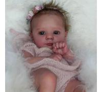 ROSHUAN Poupée Reborn réaliste de 48,3 cm en tissu doux lesté avec des cheveux enracinés qui ont l'air réalistes, cadeau pour enfants à partir de 3 ans