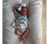 ROSHUAN Poupée Reborn réaliste en silicone pour bébé fille noire 45,7 cm Afro-Américain réaliste qui semble la vie réelle endormie poupées pour enfants