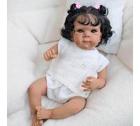ROSHUAN Poupée Reborn réaliste en silicone pour bébé fille noire 45,7 cm Poupée afro-américaine réaliste en silicone pour nouveau-né, cadeau pour enfants