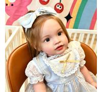 ROSHUAN Poupée Reborn Réaliste Grande Taille Fille Princesse 26 Pouces 66 cm Poupées Bébé Reborn Réalistes Tout-Petits, Corps en Tissu Doux La Vraie Vie Bébé Poupée pour Enfants