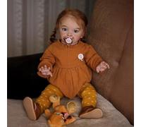 ROSHUAN Poupée Reborn réaliste pour petite fille - 66 cm - Pippa Reborn - Corps en tissu doux lesté - Poupée réaliste - Cheveux bruns - Cadeaux de Noël pour enfants