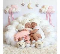 ROSHUAN Poupée Reborn Silicone Corps Entier Vinyle, 45 cm Poupées Bébé Réalistes Jumelles Filles, Poupées Bébés Nouveau-nés Réaliste Anatomiquement Correctes Jumeaux pour Enfants