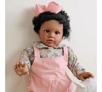 ROSHUAN Poupée Reborn Todder de 66 cm de grande taille, noire, pour petite fille, Pippa afro-américaine, réaliste, en tissu doux, corps lesté, en silicone, jouet pour enfants à partir de 3 ans
