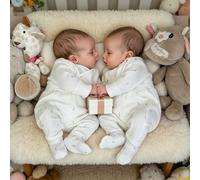 ROSHUAN Poupées Bébé Jumelles Filles Reborn 18 Pouces Modèle Nouveau-Né Endormi Ultra Réaliste Corps Souple en Silicone et Vinyle Jouet pour Enfants