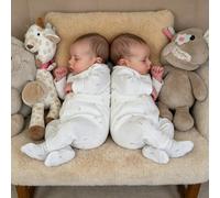 ROSHUAN Poupées Bébé Jumelles Garçons Reborn Endormies 18 Pouces, Silicone Intégral et Vinyle Doux, Nouveau-Né Ultra Réaliste à l'apparence Naturelle, Jouet Cadeau pour Enfants dès 3 Ans