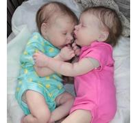 ROSHUAN Poupées en silicone réaliste de 45,7 cm - Corps en vinyle souple - Anatomiquement correct - Poupées pour jumeaux filles nouveau-nés - Poupées de la vie réelle comme des jumeaux bébés et filles