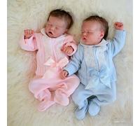 ROSHUAN Poupées Jumelles Bébé Reborn Réalistes 18 Pouces Filles Nouveau-Nées Endormies Corps en Silicone et Vinyle Intégral Doux Aspect Ultra Réaliste Jouets et Cadeaux pour Enfants
