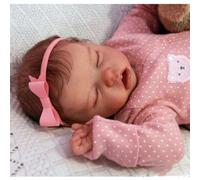 ROSHUAN Poupées Reborn réalistes à bouche ouverte de 45,7 cm en vinyle anatomiquement correcte pour bébé fille poupées réalistes nouveau-nés endormis qui ont l'air réels bébés vivants jouets lavables