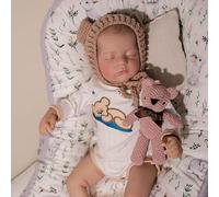 ROSHUAN Real Life Poupée Reborn en tissu doux réaliste pour nouveau-né fille endormie 48,3 cm Jouet pour enfants de 3 ans
