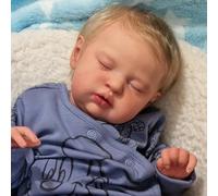 ROSHUAN Real Life Poupée Reborn pour bébé garçon blond 48,3 cm réaliste en tissu doux qui semble réaliste pour nouveau-né endormi, jouet articulé pour enfants de 3 ans et plus