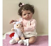 ROSHUAN Real Life Poupée Reborn pour fille - 50,8 cm - En tissu doux - Cheveux bouclés - Yeux ouverts - Aspect réaliste - Pour enfants à partir de 3 ans