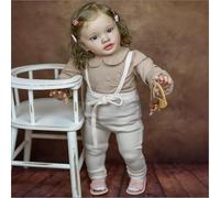 ROSHUAN Réaliste Poupées Bébé Reborn Fille Pippa 26 Pouces 66 cm Grande Taille Reborn Poupées Tout-Petits Corps en Tissu Doux Cheveux Longs Bouclés, Poupée Tout-Petit Réaliste pour Enfants