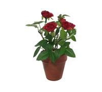 Rosier Artificiel - CHEMIN DE CAMPAGNE - Rouge - Ø.7 cm - Ht.12 cm - Décor Intérieur