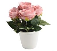 Rosier artificiel dans un pot blanc pour salle de conférence, espace de réunion, bureau, décoration d'intérieur (rose)