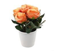 Rosier artificiel dans un pot blanc pour salle de conférence, espace de réunion, bureau, décoration d'intérieur (orange)