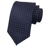 Rosiika Cravates à carreaux à rayures pour homme - Motif business formel - Pour fête de mariage, Bleu marine à pois roses, taille unique