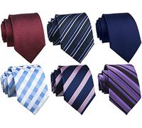 Rosiika Lot de 4 ou 6 Cravates Classiques à Rayures et Carreaux Jacquard pour Homme Cravates de Fête Formelles, taille unique