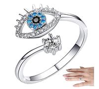 Rosixehird Bague Mauvais œil | Mauvais œil Turc | Réglable Evil Eye Cubic Zirconia Wraps Open Band Ring Cadeaux d'anniversaire pour Femme Fille Adolescente