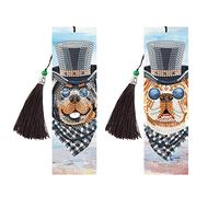 Rosixehird Marque-Pages en Diamant et Pompon | 5d Diamond Paint by Numbers Kit Marque-Page en Cuir avec Glands pour la Lecture - Marque-Page pour Bricolage Art Crafts